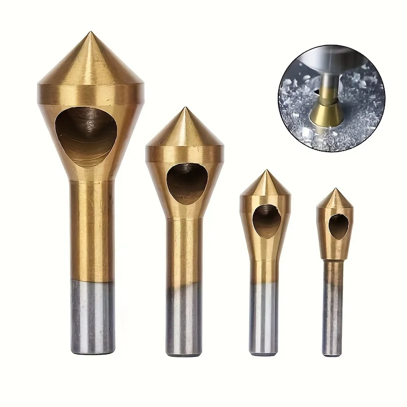 1 Set Single/ Three-Edged ChamfersWith Round Shank Drill Bits 6.3-20.5mm, For Electric Drills, Electric Drill Accessories