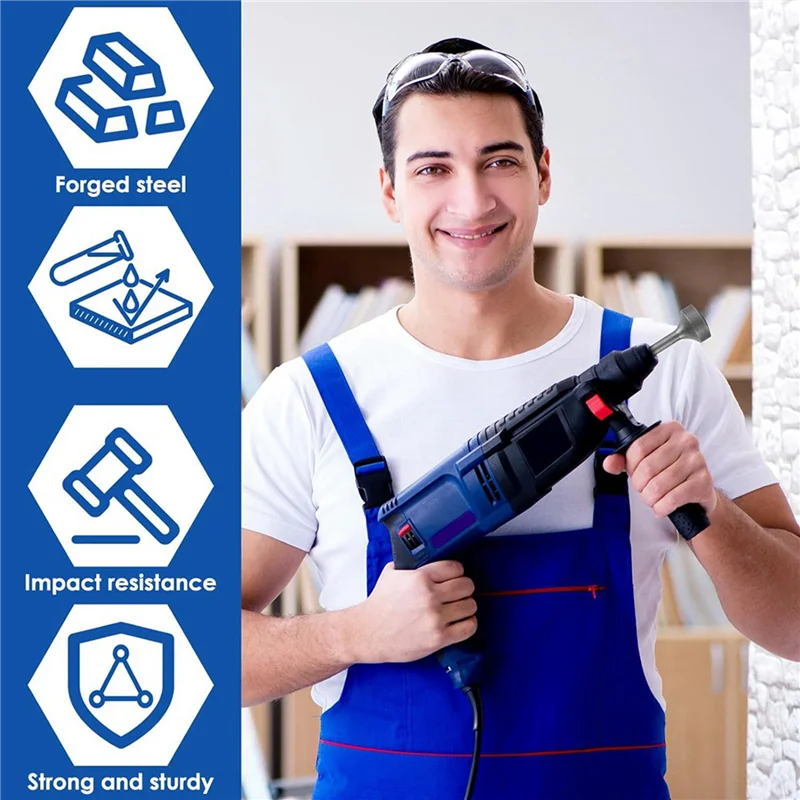 ABZS 6X SDS Plus Erdungsstab-Treiber, robuster Bohrerschraubendreher aus geschmiedetem Stahl, Bohrhammer-Erdungsstab-Treiber