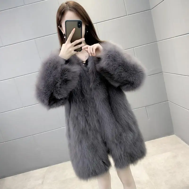 Spring Autumn Ladies Leather Outwear 2024 Women Solid Color Medium Long Styles Coat Female Long Sleeves Jacket E3131