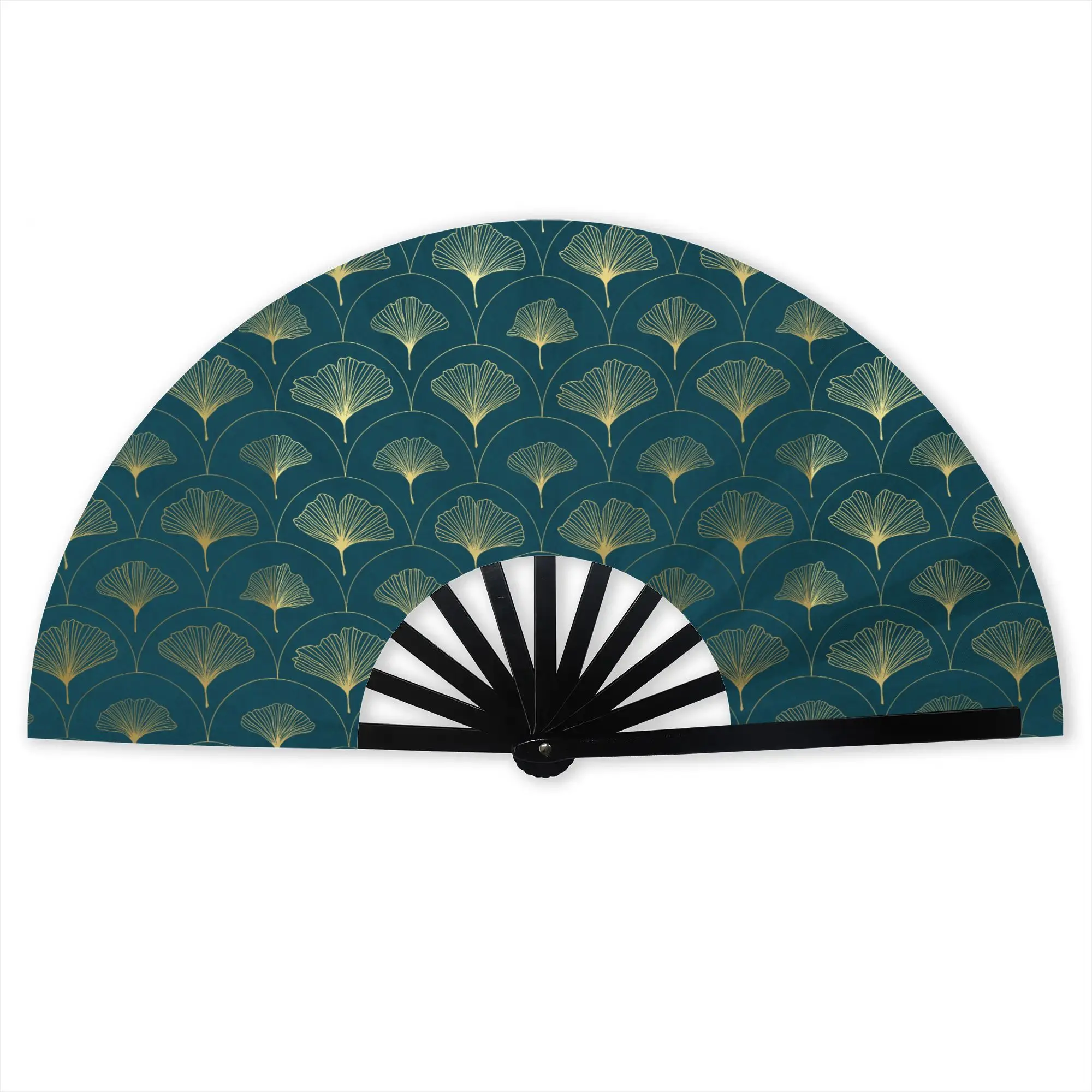 Ginkgo Leaf Traditional Folding Fan Oriental Art Flower High-Quality Polyester Fans Gift Classic Decorative Hand Fan