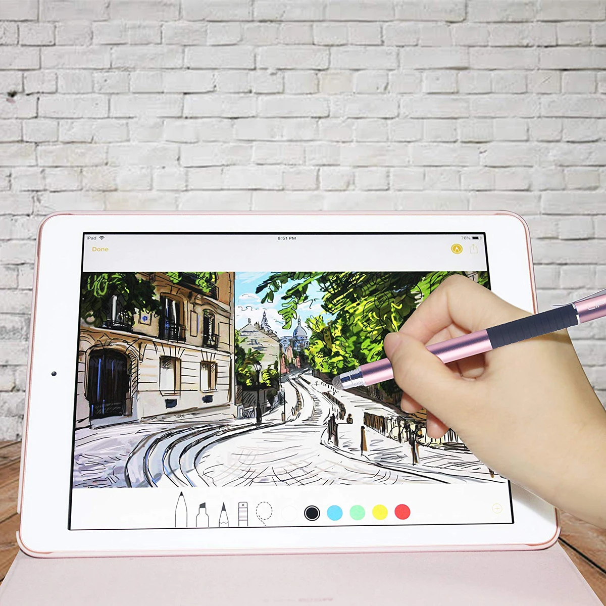 Set di penne stilo capacitive da 5 pezzi punte di ricambio strumento di scrittura touch screen a doppia estremità per tablet smartphone oro rosa