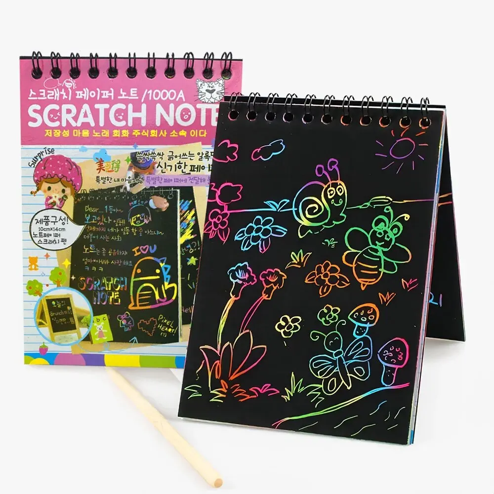 1pc Children\'s Scratch-off Art Set - DIY Rainbow Magic Doodle Book For Creative Painting - Perfect Party Gift for Kids