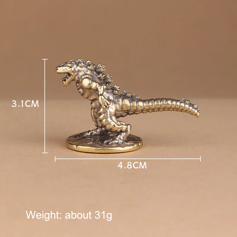 Solid Brass Roaring Jurassic Dinosaurs Small Statue Desktop Ornaments Retro Animal Miniatures Figurines Home Decoration Crafts