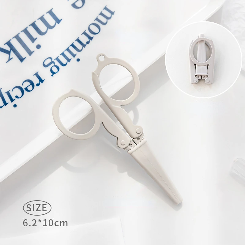 Mini Simples Morandi Cor Folding Scissors, Chaveiro Portátil, Scrapbook Papelaria, Estudante, Moda, 1 Peça