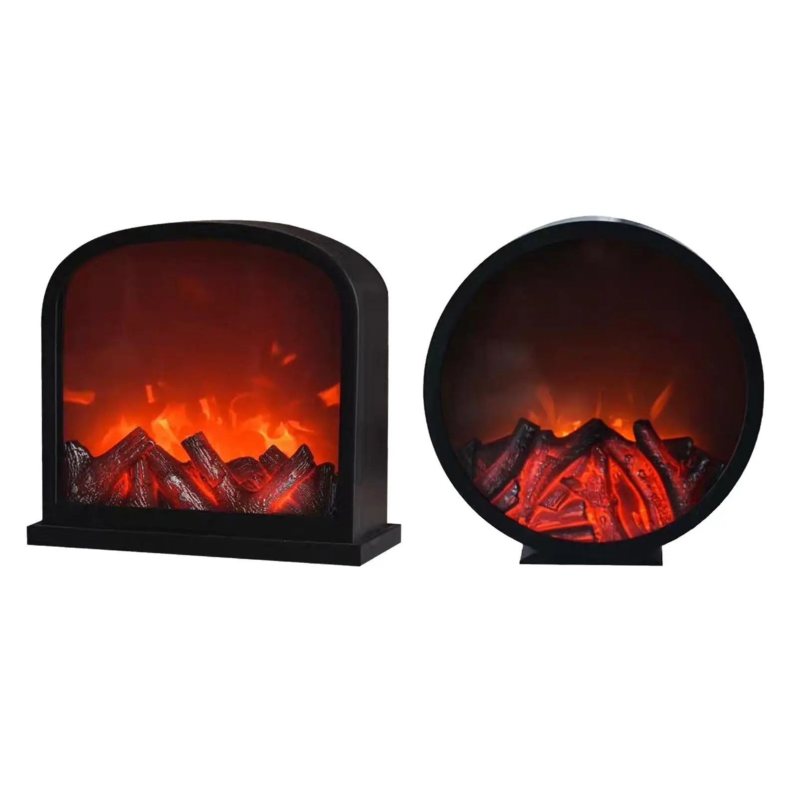 Fireplace Lantern LEDs Battery Operated, Sitting Decoration Use, Black