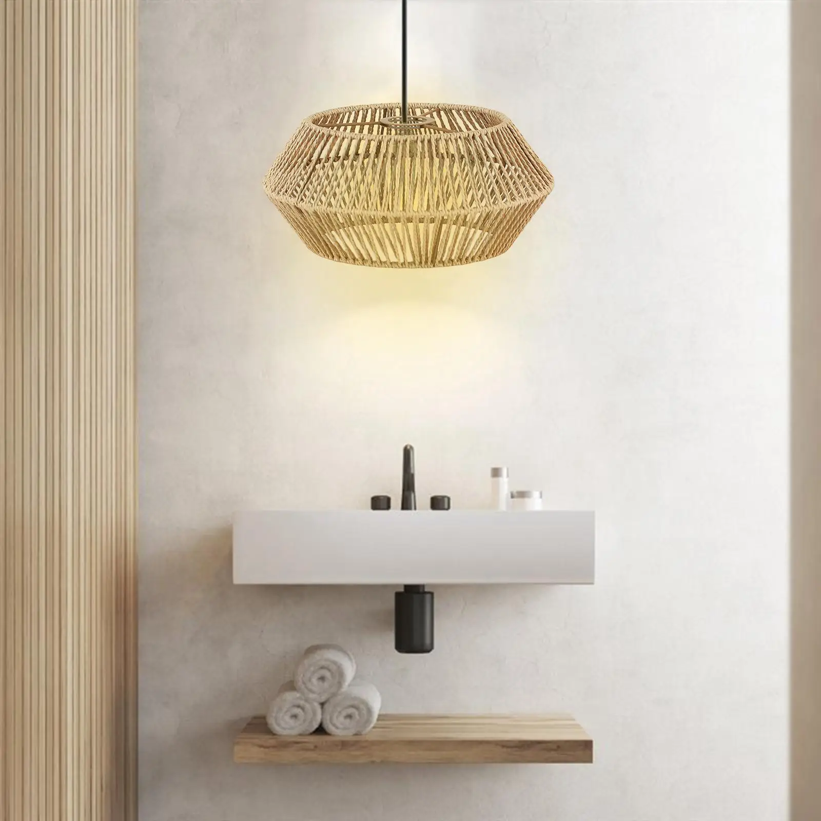 Paper Rope Lampshade Light Fixture Accessories Replacement Hand Weaved Wicker