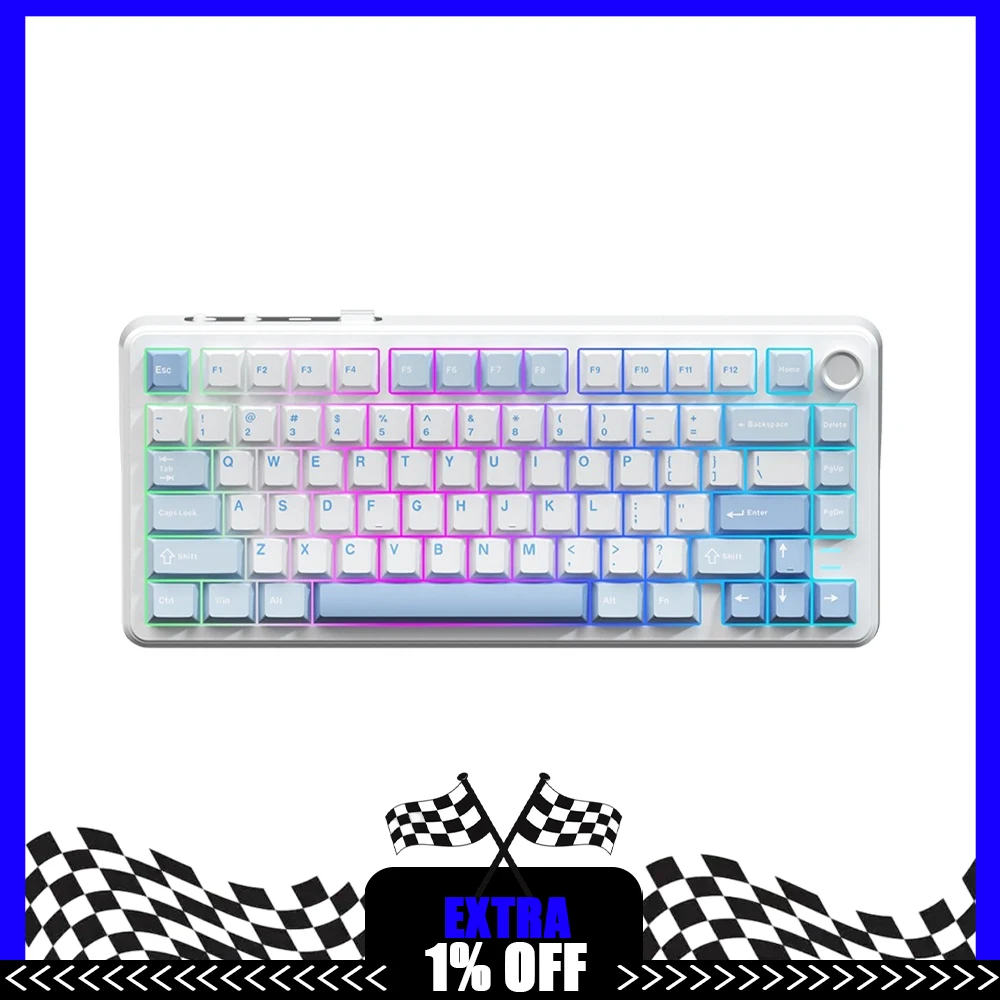 WEIKAV WK75 Wireless Keyboard GASKET Five-Layer Silencing Structure Gaming Keyboard Three-mode Connection Full Key Hot Plug Gift