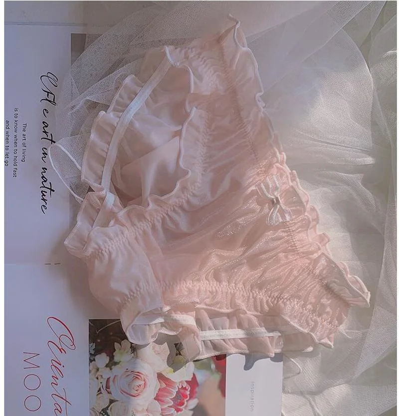 Cute Women's Panties Kawaii Llingerie Femme Japanese Lace Thongs Women Underwear Sexy Briefs Ruffles Young Girl Lolita Panty Bow