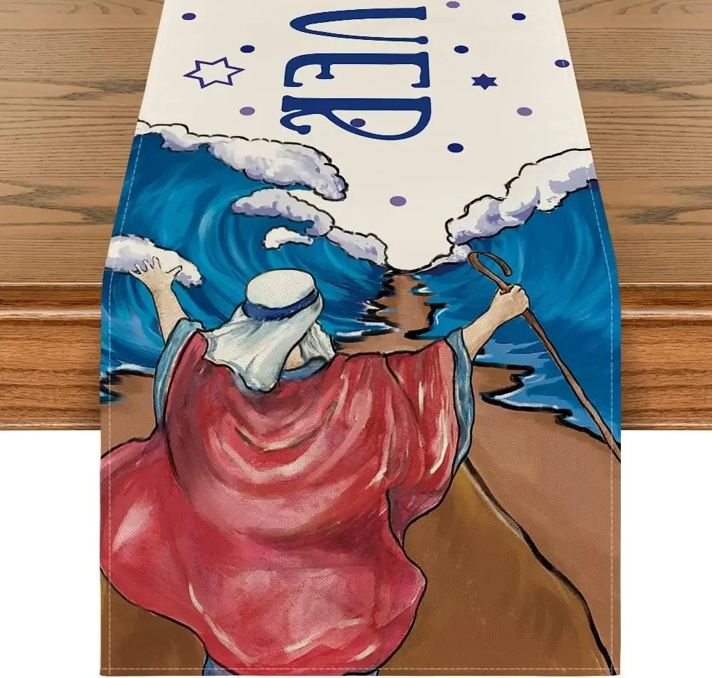 الربيع Passover الكتان الجدول العدائين Pesach اليهودية مهرجان ديكور الحفلات عطلة الموسمية داخلي المطبخ طاولة طعام الزينة #1