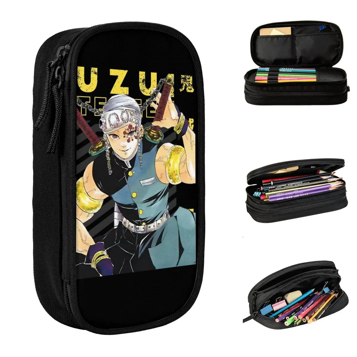 Uzui Tengen Demoned Slayered Pencil Case Fashion Pen Bags for Student Big Capacity Students School Gift Pencilcases