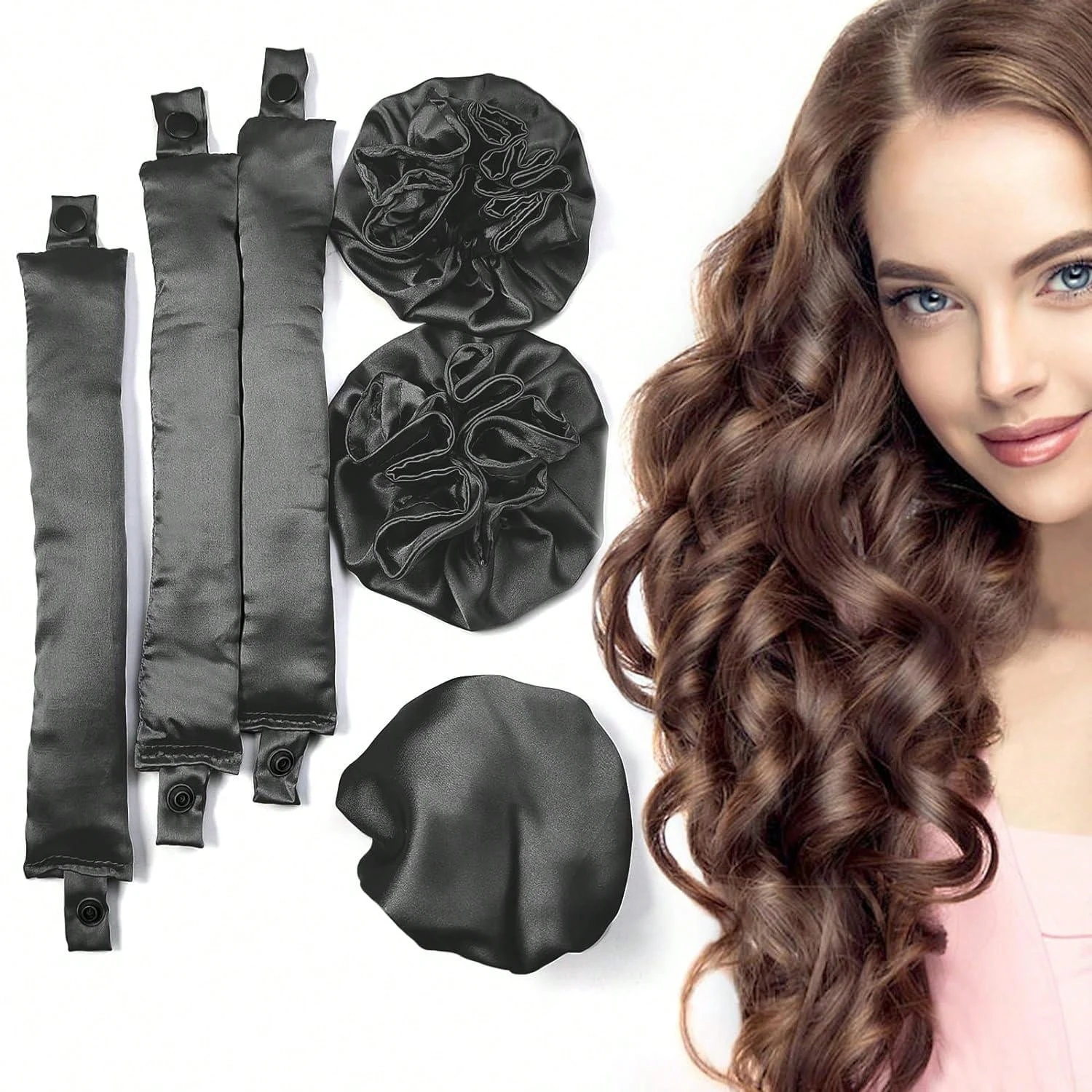 

Heatless Curling Rod 3 Pcs Silk Curls Soft Hair Rollers Sleeping Headband Lazy Hair Curlers Wave