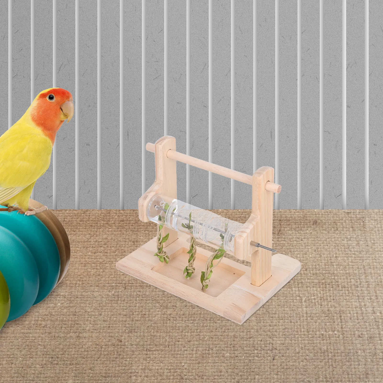 

Solid Wood Bird Perch Stand Multifunctional Design Safe Stable Easy Install Parrots Cockatiels Macaws Cage Playground