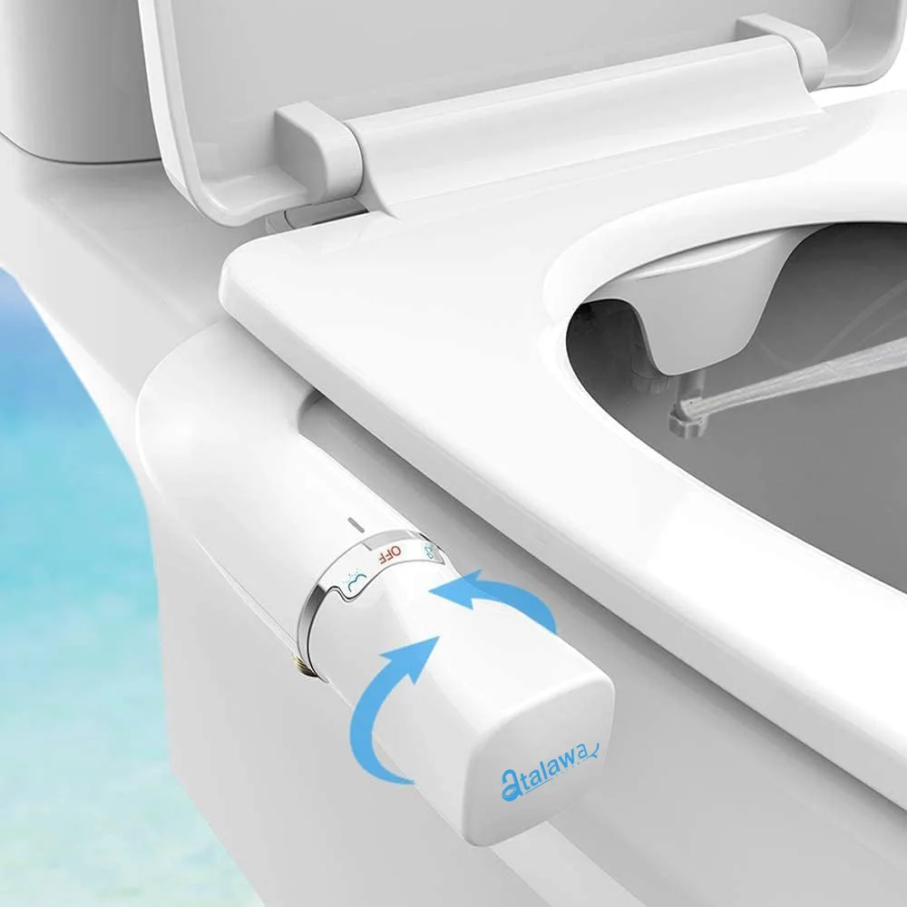 Atalawa Toilet Seat Bidet Attachment Ultra-Slim Double Nozzle Adjustable Water Pressure Non-Electric Ass Sprayer