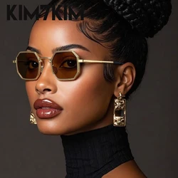 Vintage Steampunk Hexagon Sunglasses Women Men 2026 Luxury Brand Square Polygon Eyewear For Lady Punk Metal Frame Shades UV400