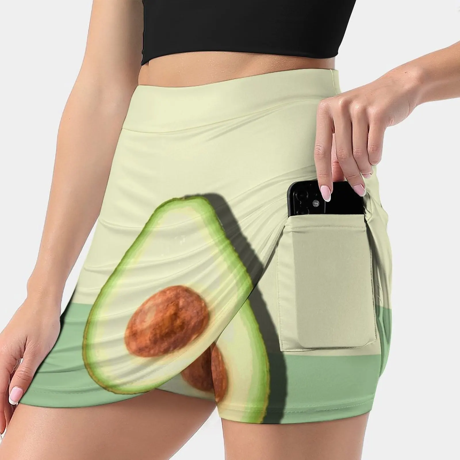 Avocado Half Slice Tropical Fruit Women's Fashion Sporting Skirt With Pockets Tennis Golf Running Skirts Avocado Half Slice