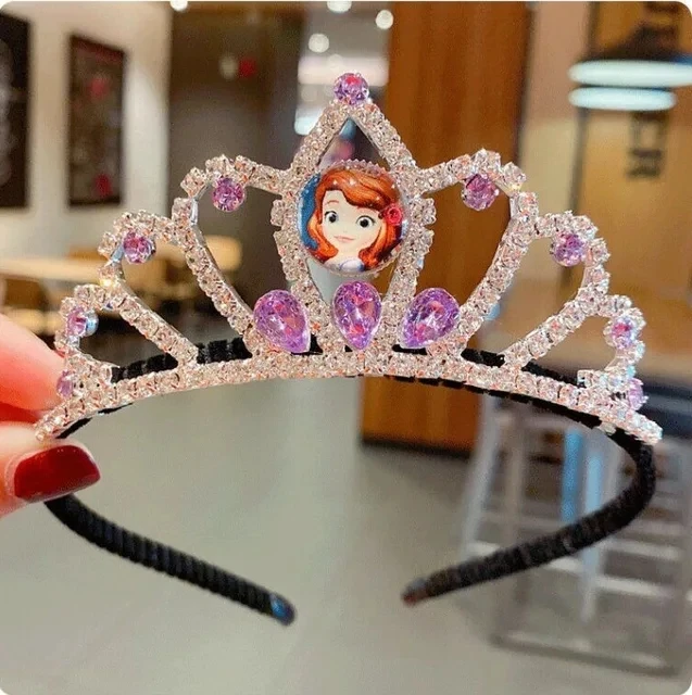 New Disney Frozen Princess Elsa Headband Crown Tiara Girls Frozen Crystal Headband Kawaii Elsa Kids toy regali di natale di compleanno