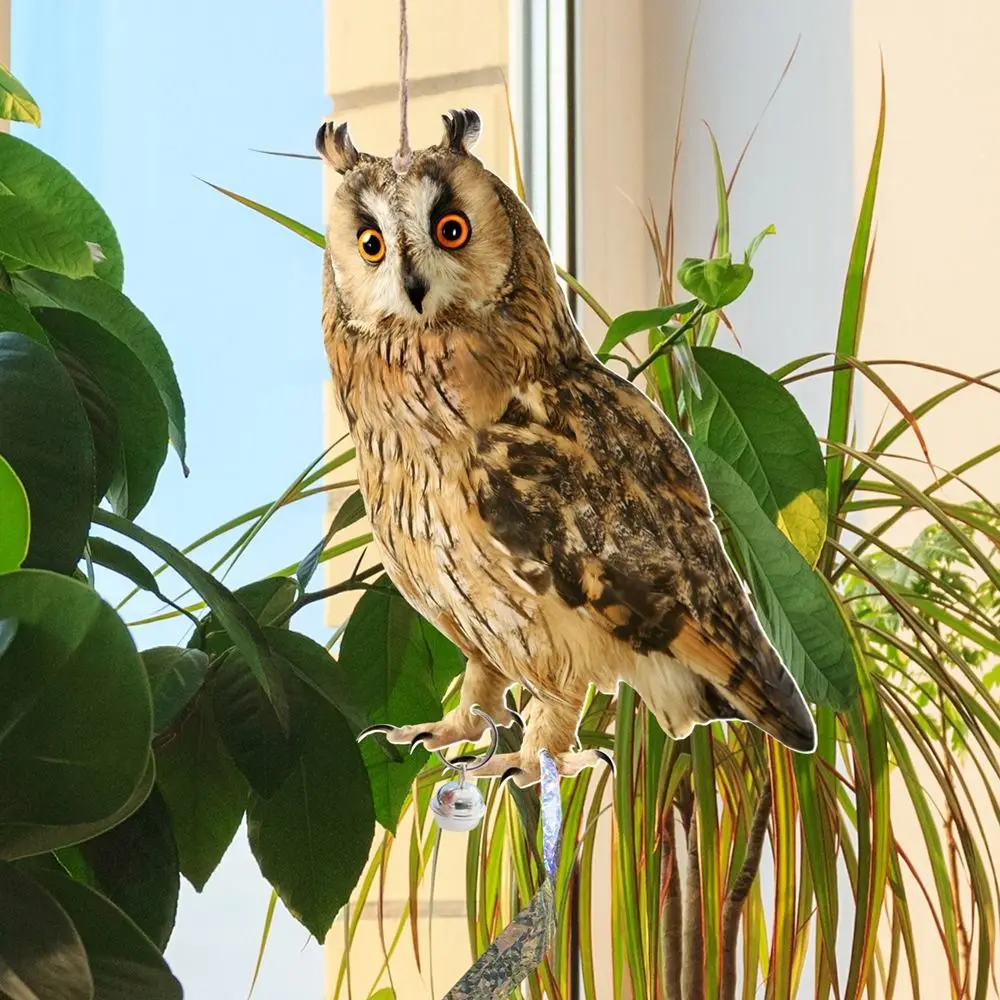 

Owl Wind Chime With Bells Bird Repel Owl Scarecrow Waterproof Rectangle Fake Bird Scare Device Hanging Bird Repeller Balcony