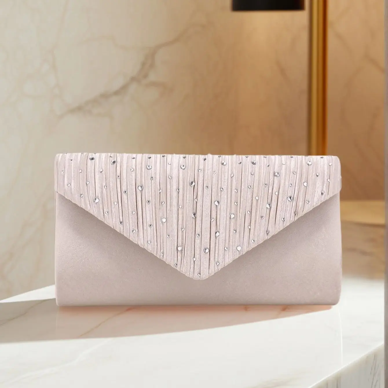 

Rhinestones Ruched Women Satin Evening Bag Silver Clutch Bags Chain Shoulder Glitter Elegant Handbag For Wedding Bridal Purse