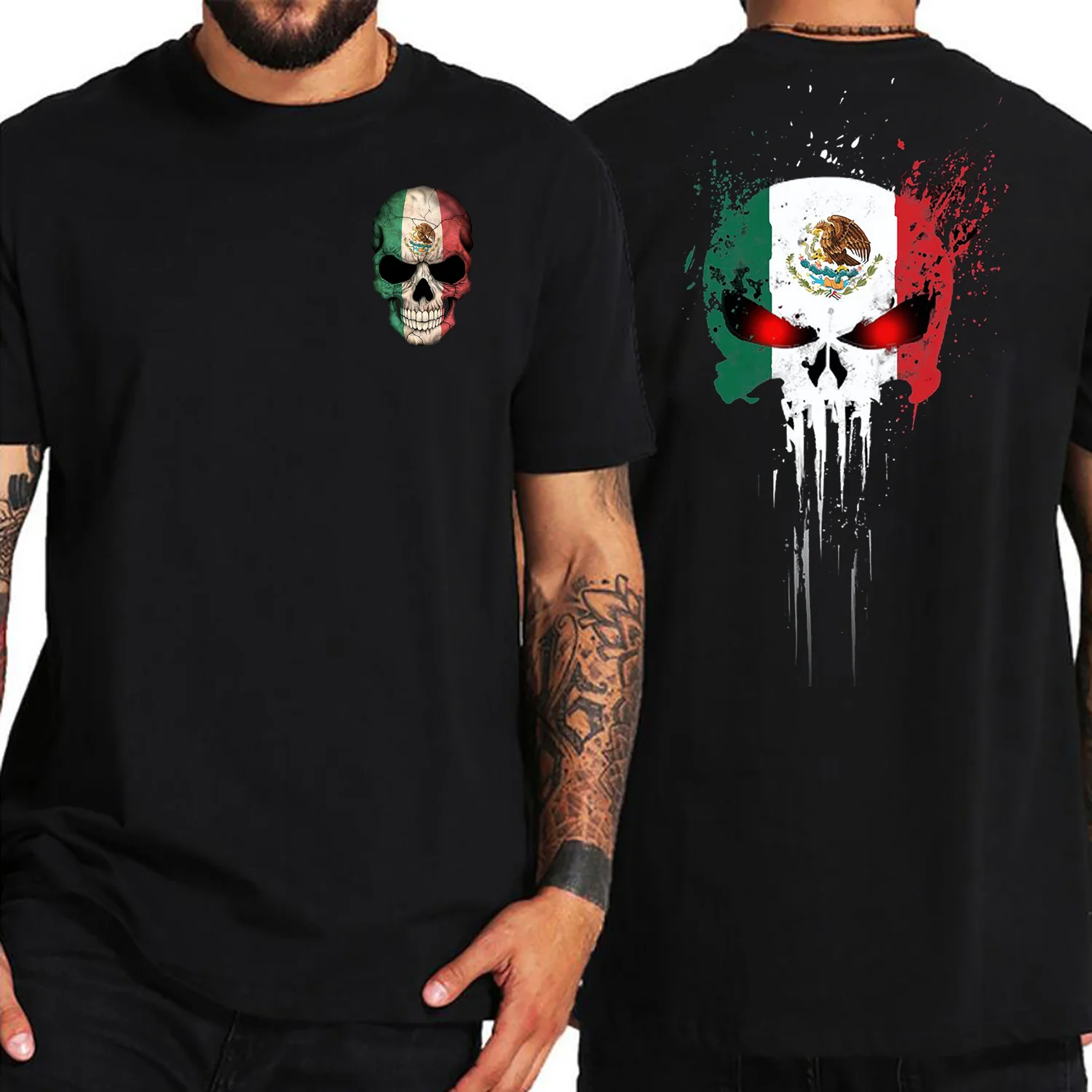 Vintage Grunge Distressed Mexicano Mexican Coat of Arms T Shirt Men Cotton tshirt Fashion Clothing Short Sleeve Casual T-shirt