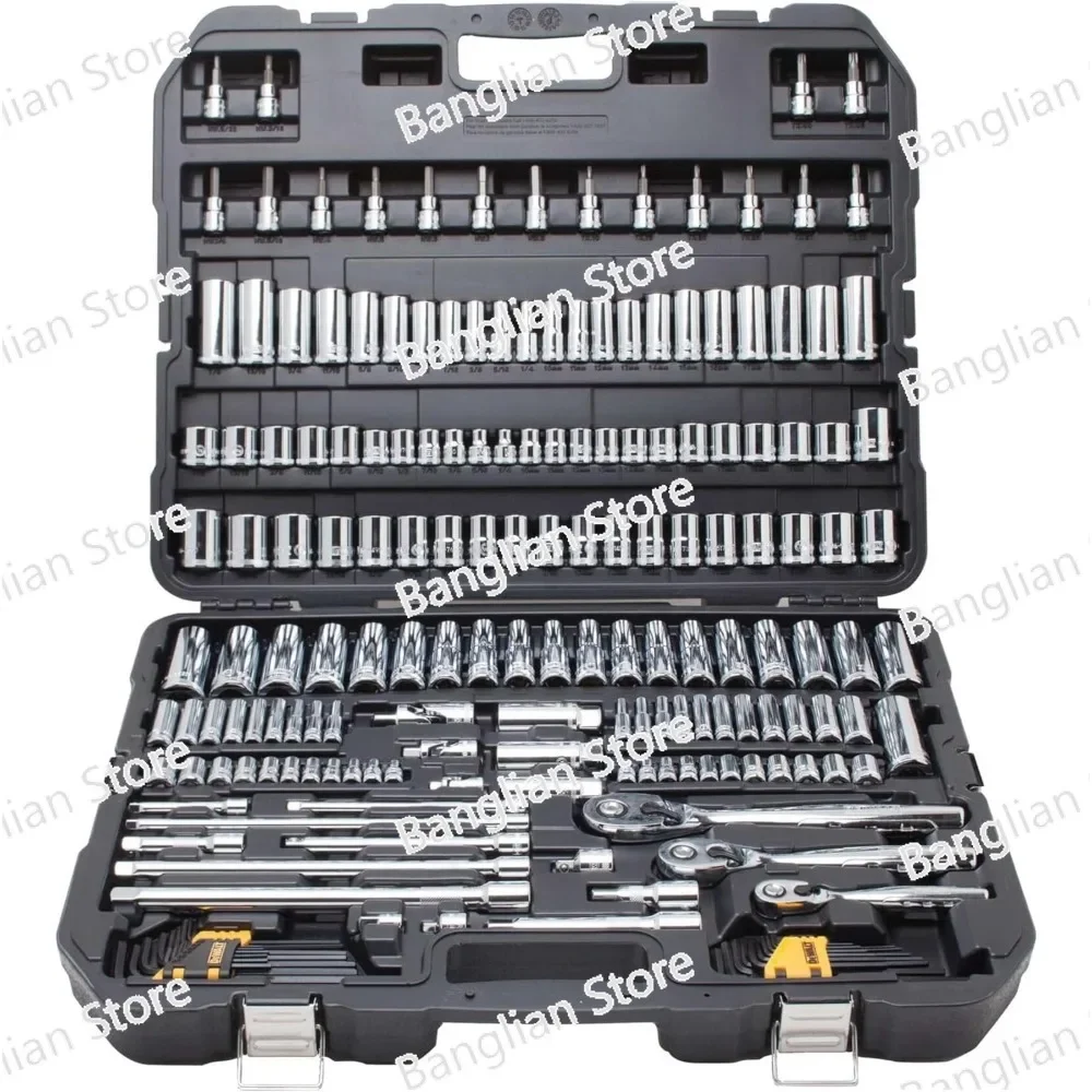 

Mechanics Tool Set, SAE and Metric, 1/2, 1/4, 3/8 Drive Sizes, 192-Piece, Chrome Vanadium Steel,