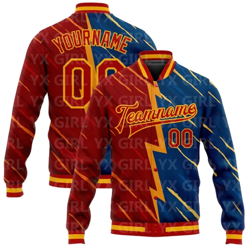 Custom Neon Green Neon Green Black-Gray 3D Pattern Design Bomber Full-Snap Varsity Letterman Jacket Baseball Button Jacket