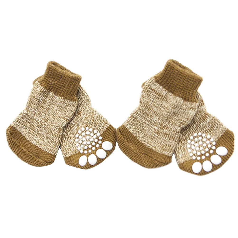 

4pcs Dog Anti-slip Socks Pet Cotton Footwear for Puppy Durable Comfortable Skin-friendly Protect Cold Snow Non-slip Doggie Socks