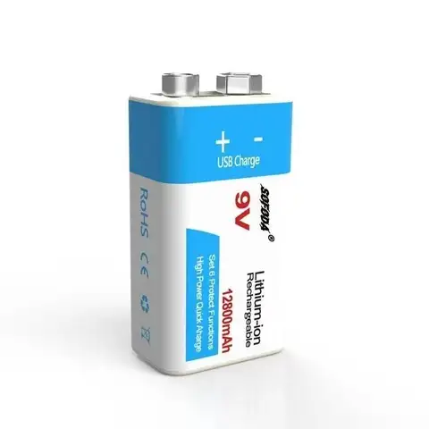 for 9V USB Rechargeable Battery 12800mAh Portable Lithium Power Pack For Multimeter Wireless Microphone Medical Instrument