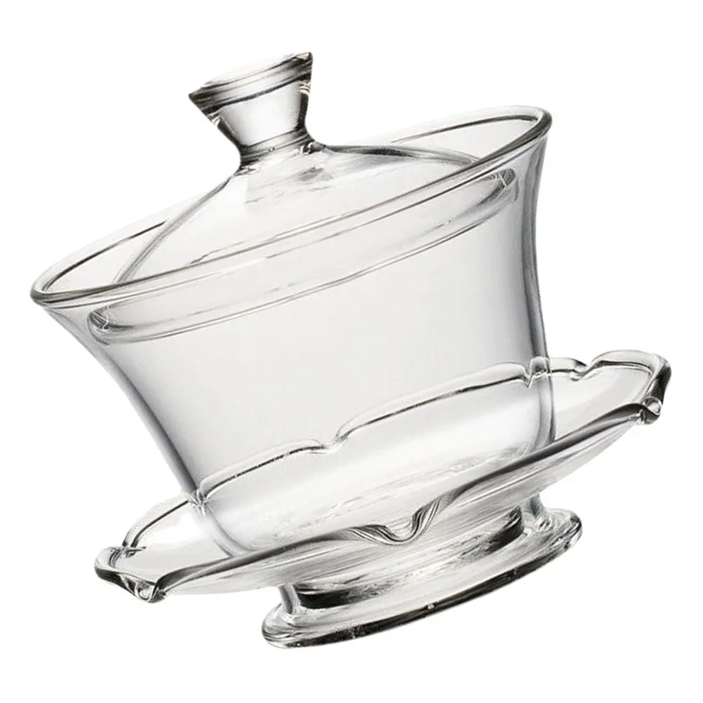 

1Set Glass Teaware Kung Fu Tea Cup Simple Design Dustproof Lid Portable Home Gift Tea Cup Glass Teacup Simple Teaware