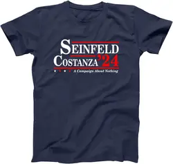 Donkey Tees Seinfeld Costanza 2024- Funny Classic Retro Humor Men's t-Shirts Graphic in Navy Color