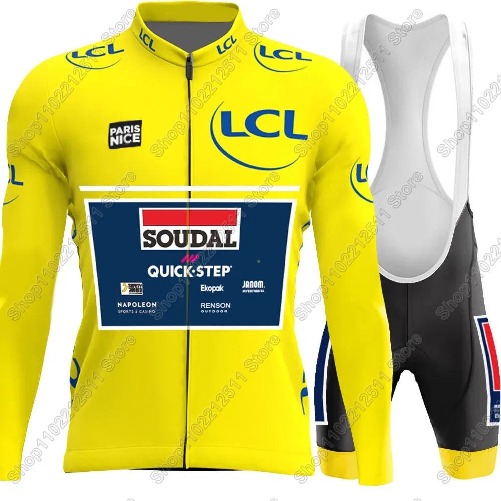 

Soudal Quick Step 2025 Комплект велосипедного трикотажа для мужчин, одежда для велосипеда, рубашки с длинными рукавами, костюм, велосипедные шорты-комбинезоны MTB Ropa Maillot