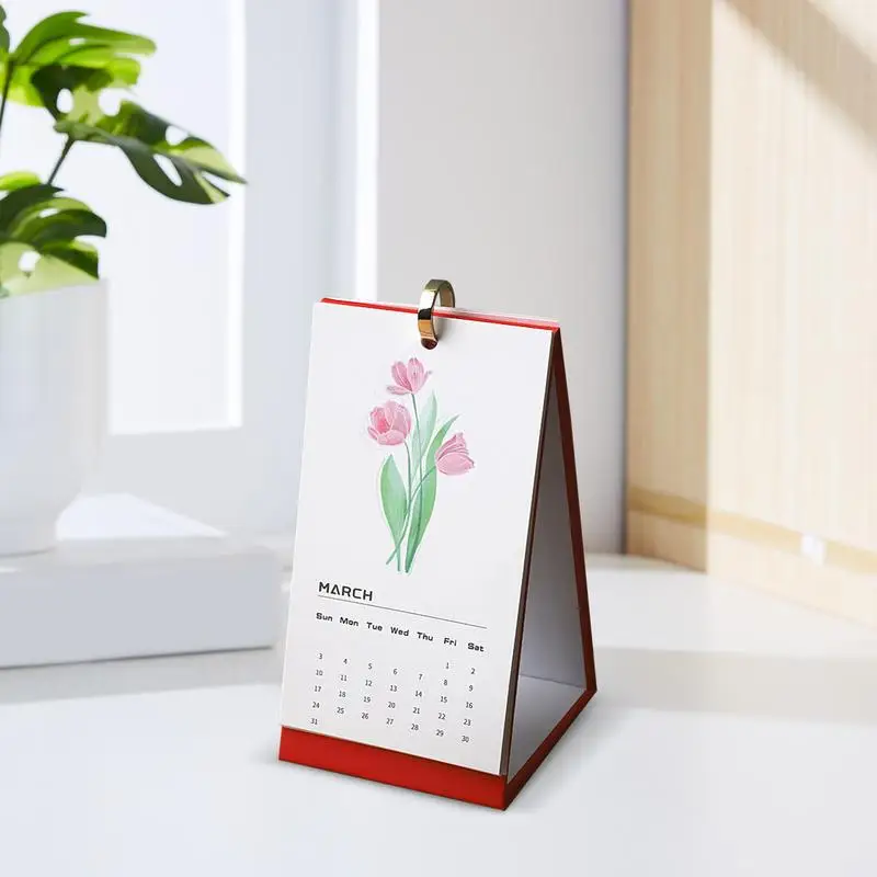 Stand Up Desk Calendar 2025 Floral Monthly Desktop Calendar Work Calendar Personal Daily Planner Calendar School Supplies For