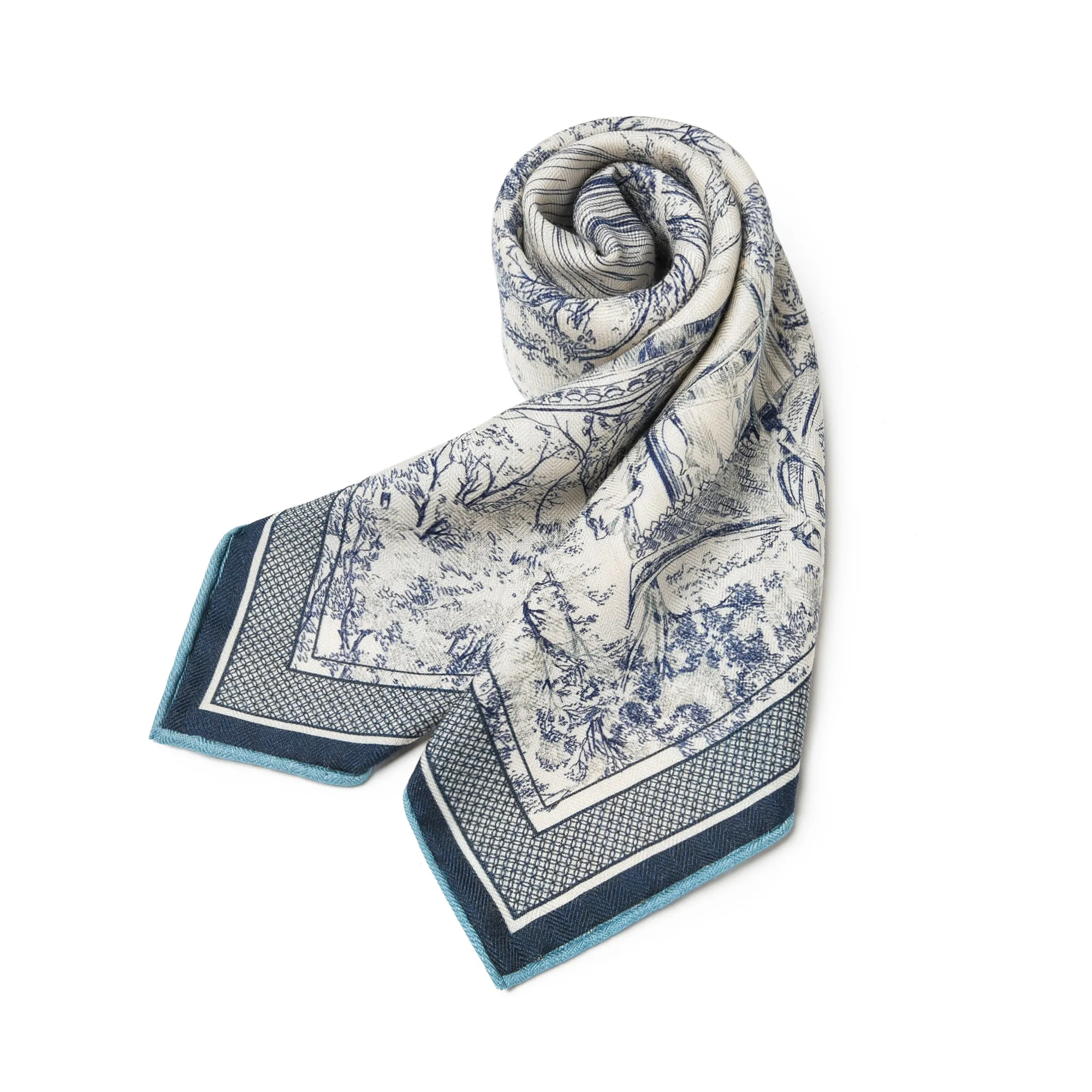 

Men's wool silk scarf freehand elegant retro silk Cityboy Ami Kaji free square scarf buckle