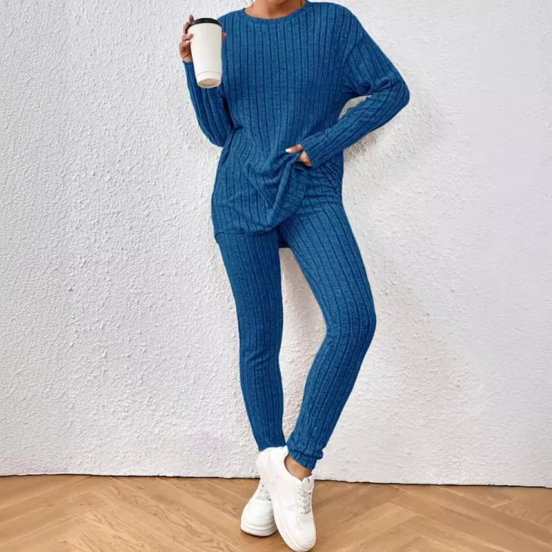 

Hot-selling New European and American Style2025Autumn Winter Women's Long Sleeve Round Neck Casual Fashion Long Pants Loungewear