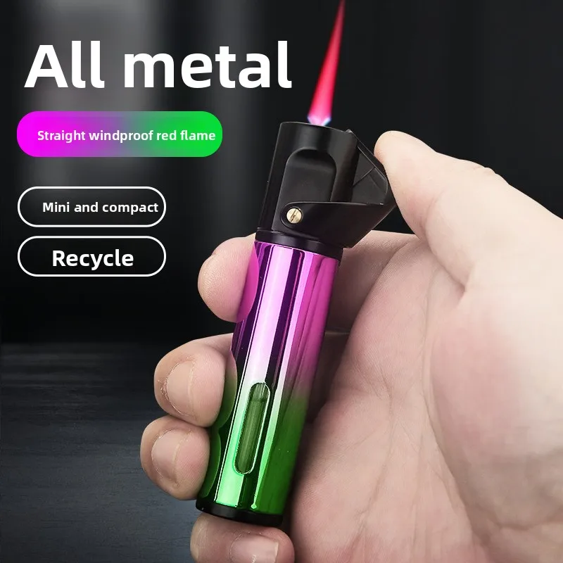 NEW Creative Outdoor Windproof Metal Pink Flame Lighter Arm Ignition Spray Butane Gas Lighter Fashionable Smoking Gift (No Gas)