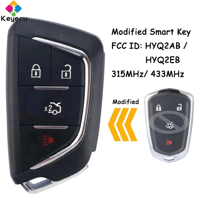 

KEYECU Modified Smart Remote Car Key With 4 Buttons for Cadillac ATS CTS XTS CT6 2014 2015 2016 2017 2018 2019 Fob HYQ2AB HYQ2EB