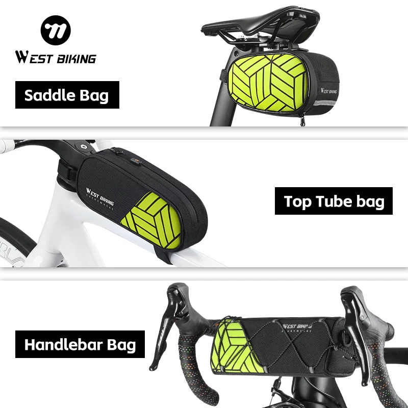 

WEST BIKING Bicycle Saddle Bag Colorful Reflective Bike Handlebar Bag MTB Top Tube Bag Cycling Frame Bag Road Bike Accessories