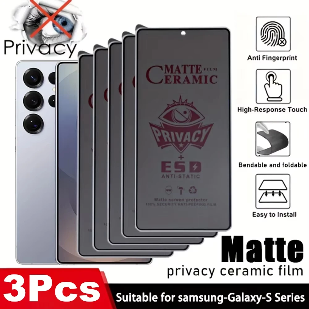 1-3 Stück Privatsphäre-Schutz Matte Keramikmembran für Samsung S25 Ultra S24 S21 Plus S22 5G S23 FE S20 FE M52 M53 M31S Displayschutzfolie – Detail 2