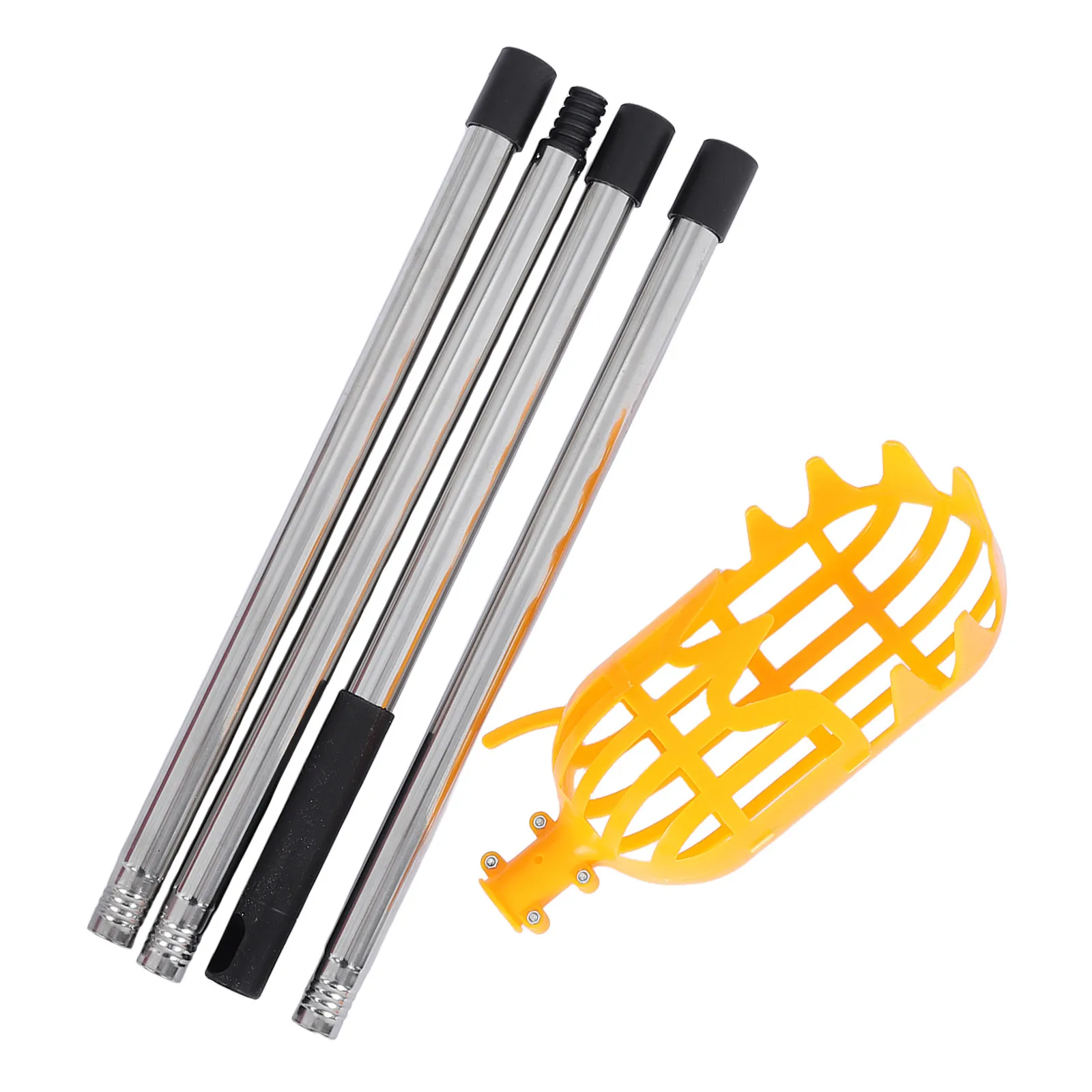 1Set Adjustable Fruit Picker Pole 5.3ft Telescoping Extension Rod Basket Heavy Duty Mango Avocado Lemon Tree Catcher Outdoor