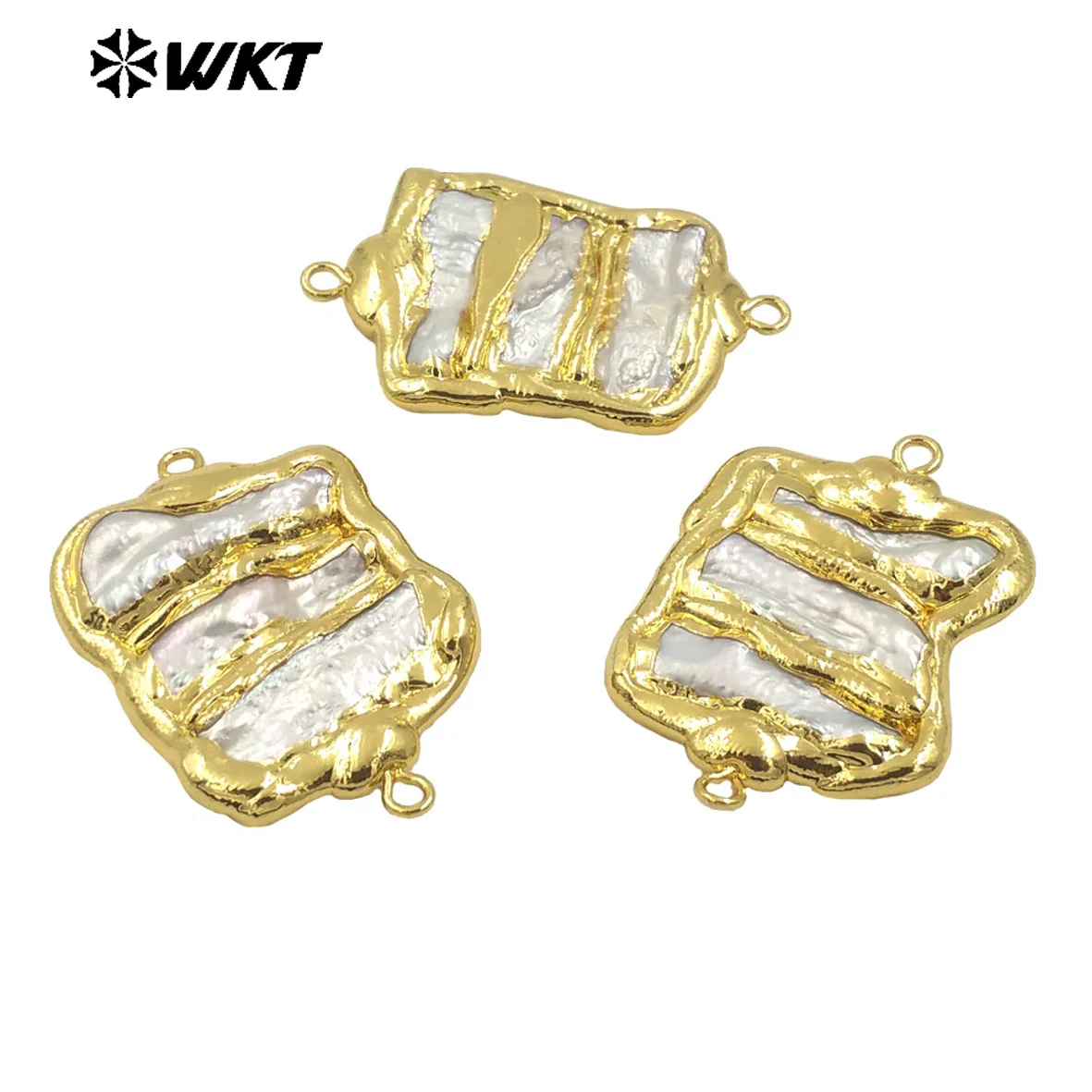 WT-PC011   2023 New  Style Natural Pearl Women Connector 18K Gold Plated Jewelry Party Diy Accessory Winter Sale