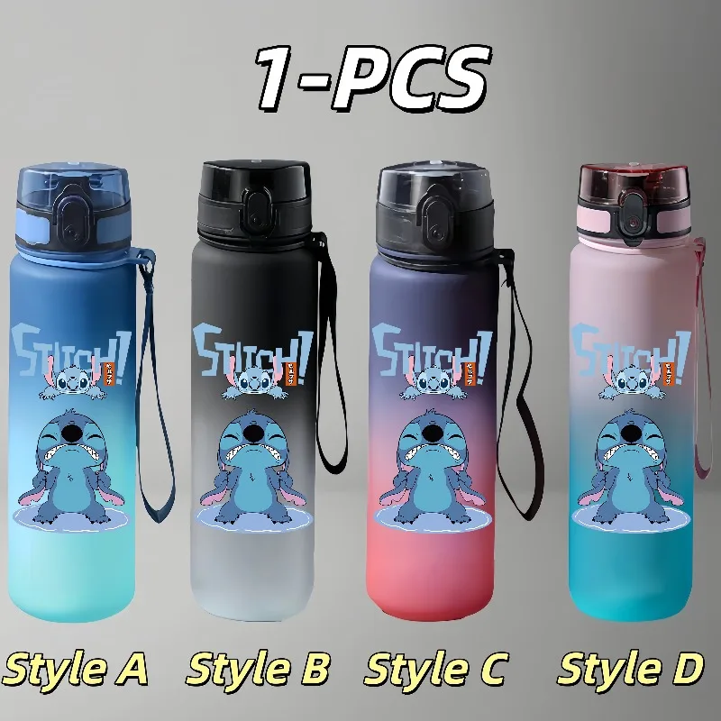 Brandneuer 650ml Stitch Wasserbecher, Auslaufsicher, Tragbar, Cartoon-Design, Perfekt für Sport, Schule und als Geschenk für Urlaub.