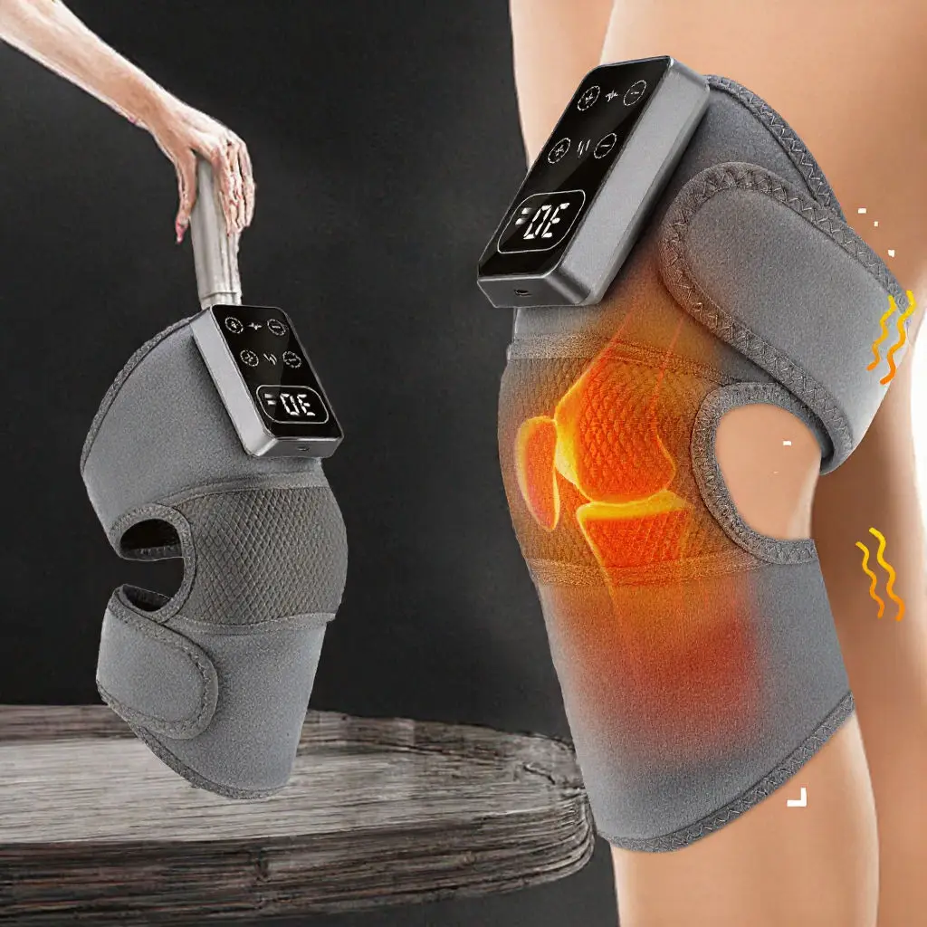 Adjustable intelligent relief electronic pulse heating vibration knee massager wireless remote control timing control