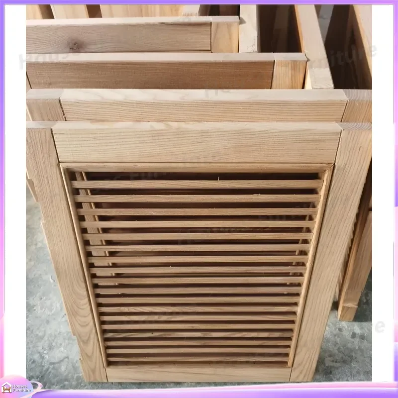 Natural Reclaimed Wood Shoe Cabinet Shutter Door Storage Organizer Entryway Bench Furniture Home Decor Rack Closet Shelf view 5
