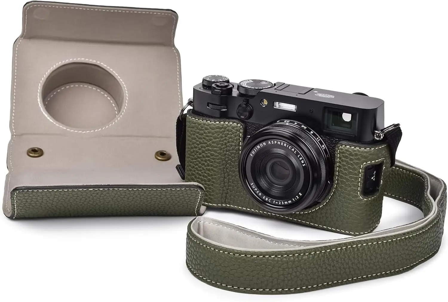 

Полуфутляр для камеры X100VI, искусственная кожа, зеленый, совместимый с цифровой камерой X100VI