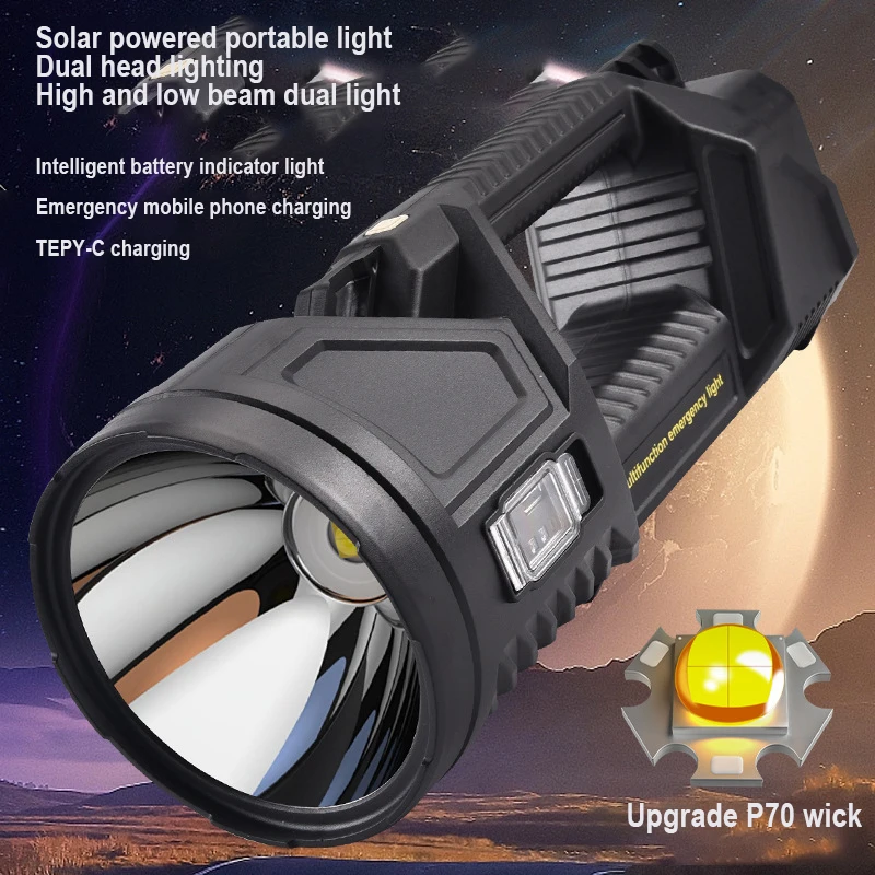 ใหม่ P70 Strong Light Searchlight แสงอเนกประสงค์กลางแจ้งไฟฉาย LED ชาร์จระยะไกล Strong Light โคมไฟมือถือ