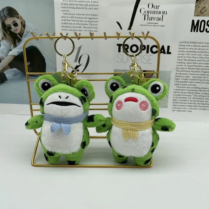 

New cute frog plush doll creative keychain funny Frog boutique pendant couple green doll exquisite decorate cool birthday gift