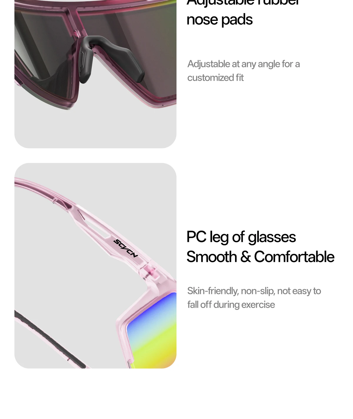 SCVCN Modische Sonnenbrille für Herren, Fahrradbrille, UV400, Damen-Fahrbrille, MTB, Fahrrad, Sportbrille, Laufsonnenbrille, Damen – Detail 19