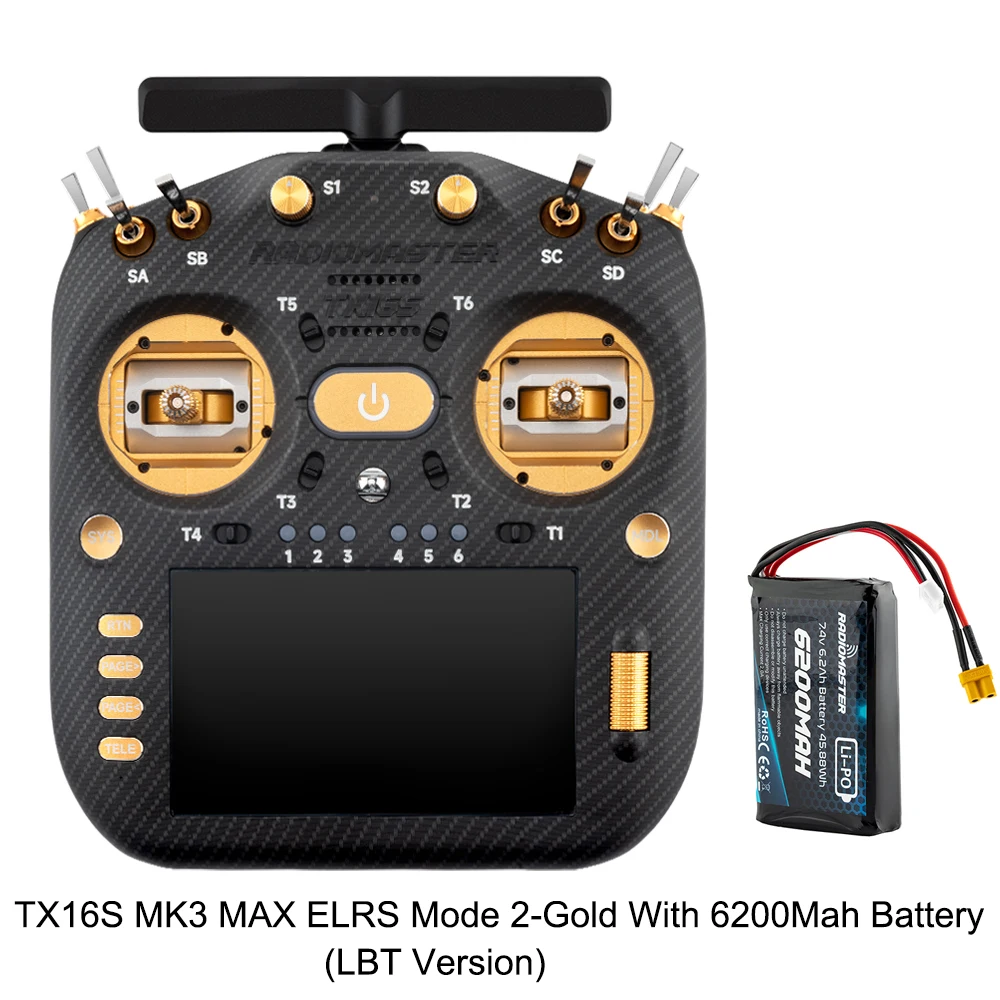 Pre-order RadioMaster TX16S MK3 MAX 2.4GHz 900MHz AG02 CNC Hall Gimbal 5 inch IPS touchscreen EdgeTX ExpressLRS radiocontroller - afbeelding 1