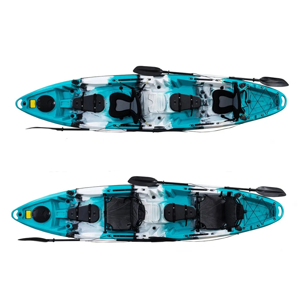 

2+1 3 seater plastic sit on top fishing recreational family kayak boat adult kid for ocean water activity