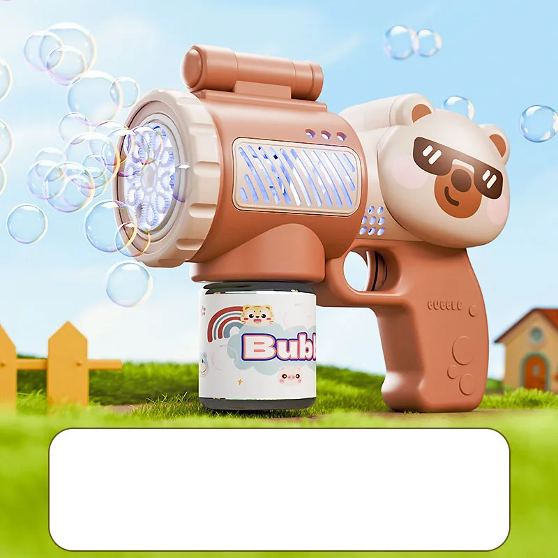 مسدس فقاعات كهربائي للفتيان والفتيات ، آلة فقاعات لعبة كرتون ، منفاخ صابون أوتوماتيكي بضوء ، لعبة خارجية ، هدية