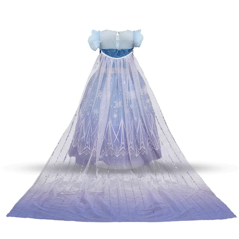 Disney Girl Princess Costume Children Elsa Sequin Fantasy Kids Cosplay Frozen Snow Queen Clothes Halloween Carnival Party Dress